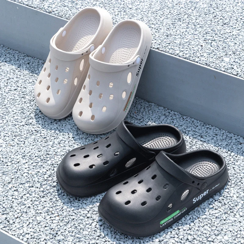 

Custom. Men's Outdoor Summer Clog Shoes with Soft Sole, Non-Slip, Breathable, Beachside Couple Closed-Toe Sandals Women