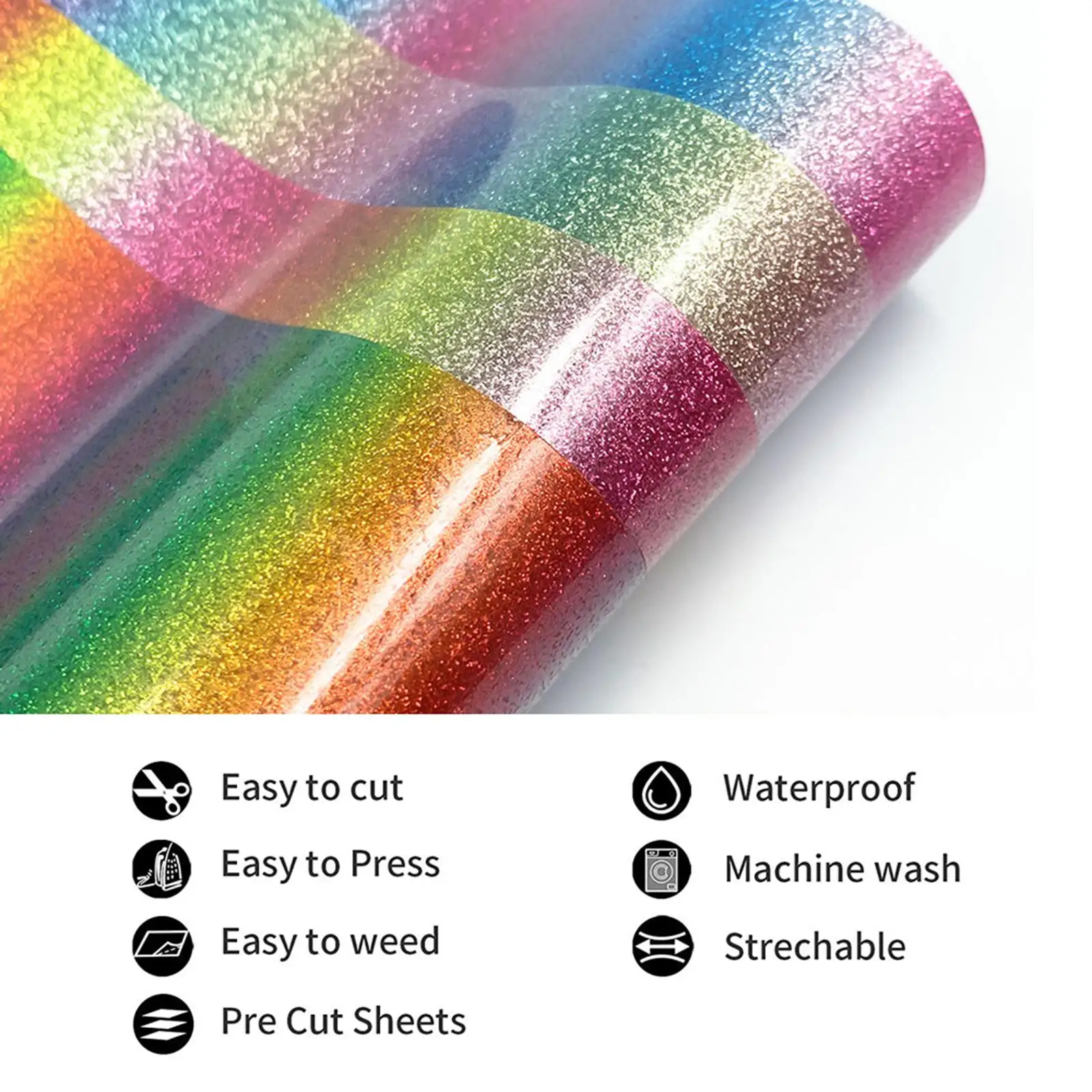 4/5/6pcs Holographic Reflective Heat Transfer Vinyl, HTV Rolls, for T Shirt Bags Hats Couple Clothing DIY Making Crafts