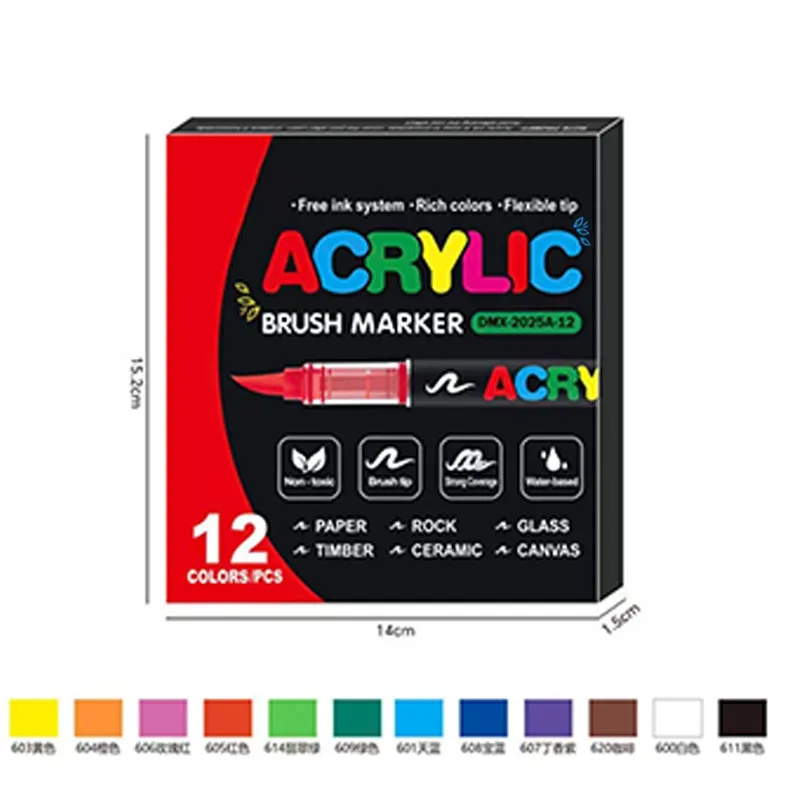 240 kleuren acrylverfstiften Zachte penseeltip Acrylstiften Set verfpennen voor houtstof canvas glas canvas rotsschildering
