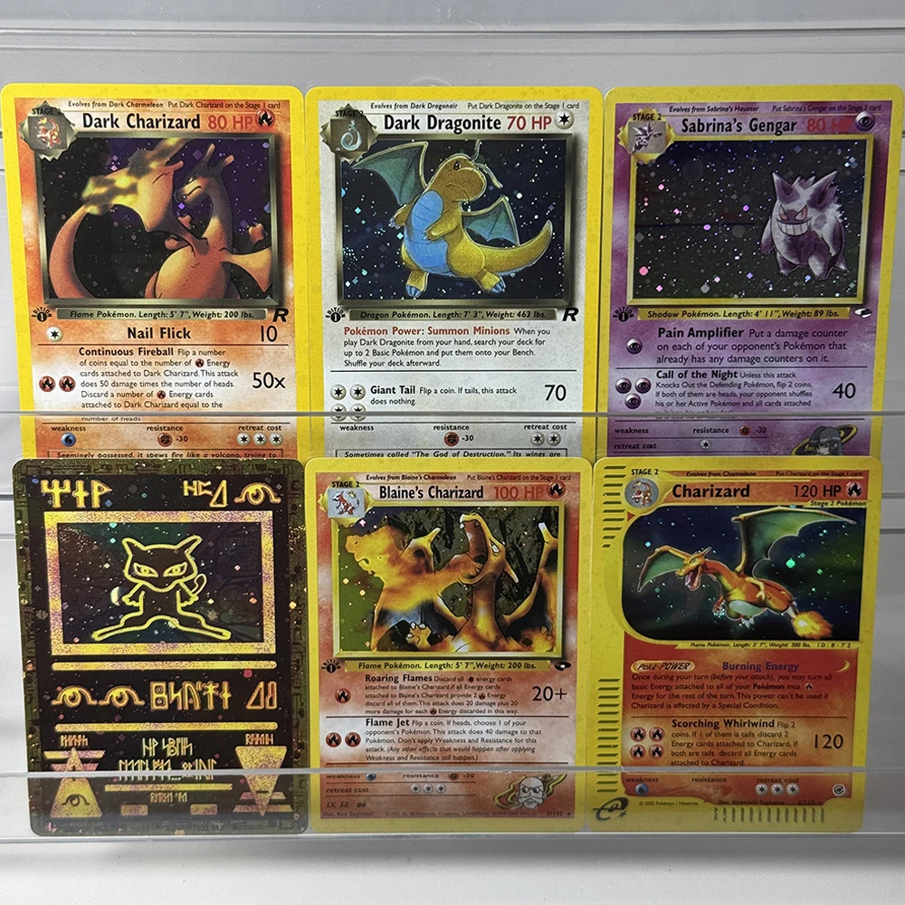 PKM English PTCG Foil Proxy Galaxy Game Cards Ancient Mew Blaine’s Charizard Charizard Dark Charizard/Dragonite Sabrina’s Gengar