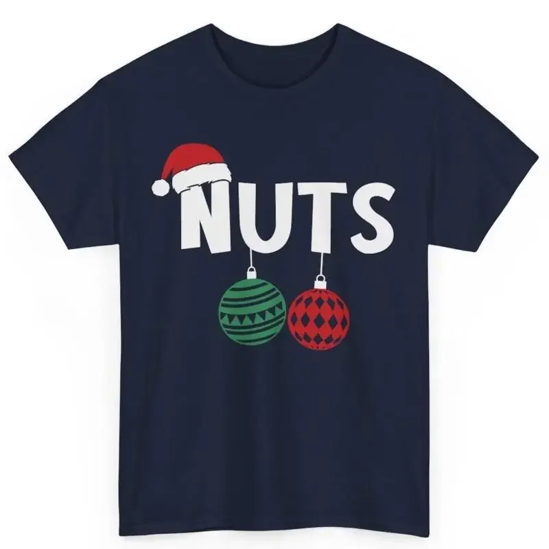 Nuts Christmas Matching Couple Chestnuts Funny Family Cotton T Shirt