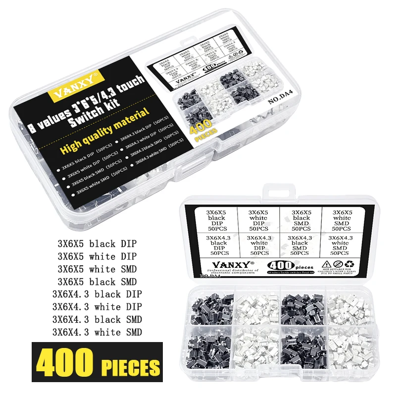 100PCS 3*6*5mm 3*6*4.3mm 2pin SMD Tact Switch Push Button White Button Touch  Switch 3x6x5H 3*6*5 3*6*4.3 2P black white DIP
