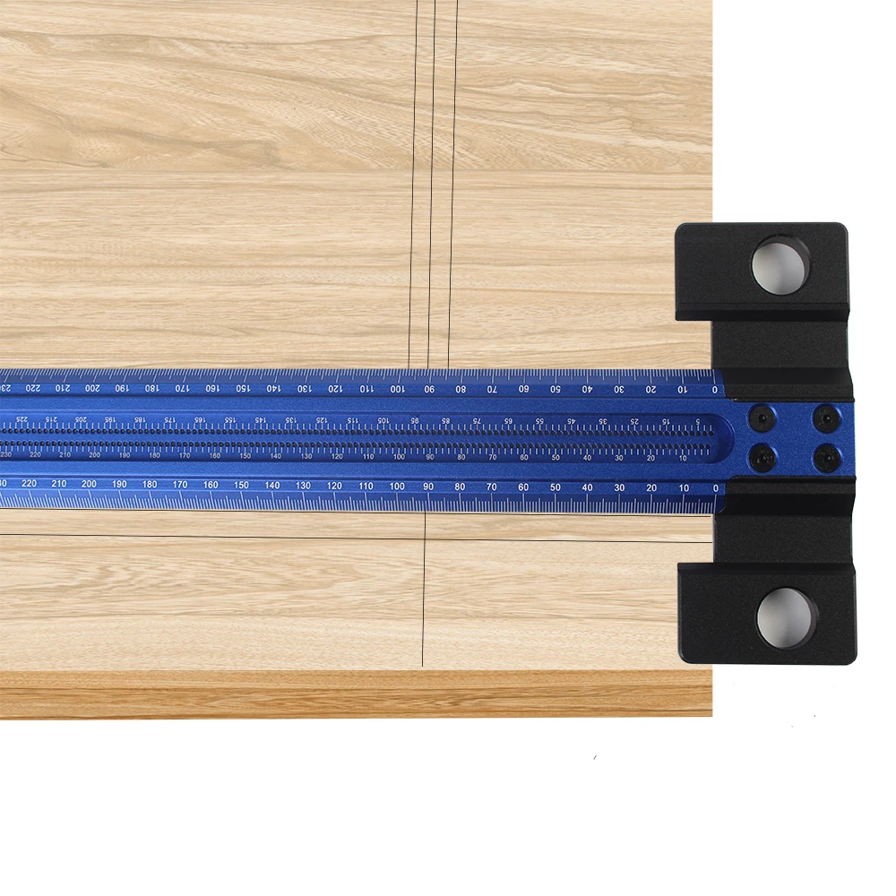 Woodworking T-Square 50CM Aluminum Alloy Hole Scrbing Guides Ruler Positioning Scribe Tool Precision Carpenter Layout Measuring