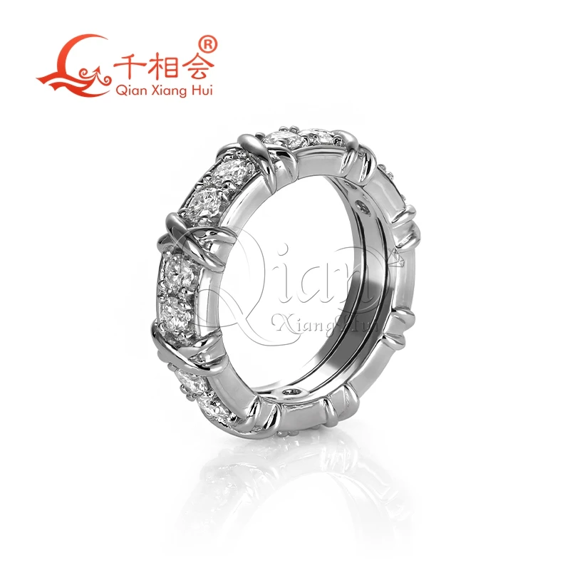 

10k 14k 18k white gold X ring 3mm round white moissanite stone ring Jewelry Rings Engagement for women gift datting