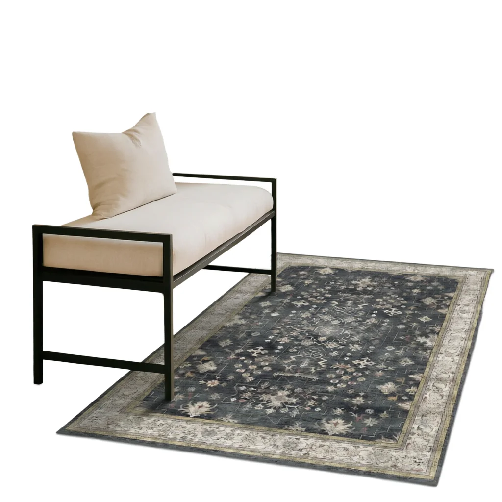 2026 Boho Washable 4x6 Entryway Rug Non-Slip Low Pile Geometric Ultra Soft Dark Modern Decor Polyester Machine Made Black Multi