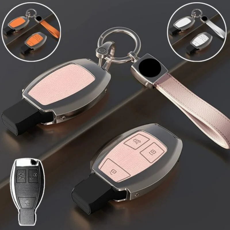 

A+ Zinc Alloy Leather Car Key Case Cover For Benz CLA GLC SLK C250 CLK C350 GLK GLA
