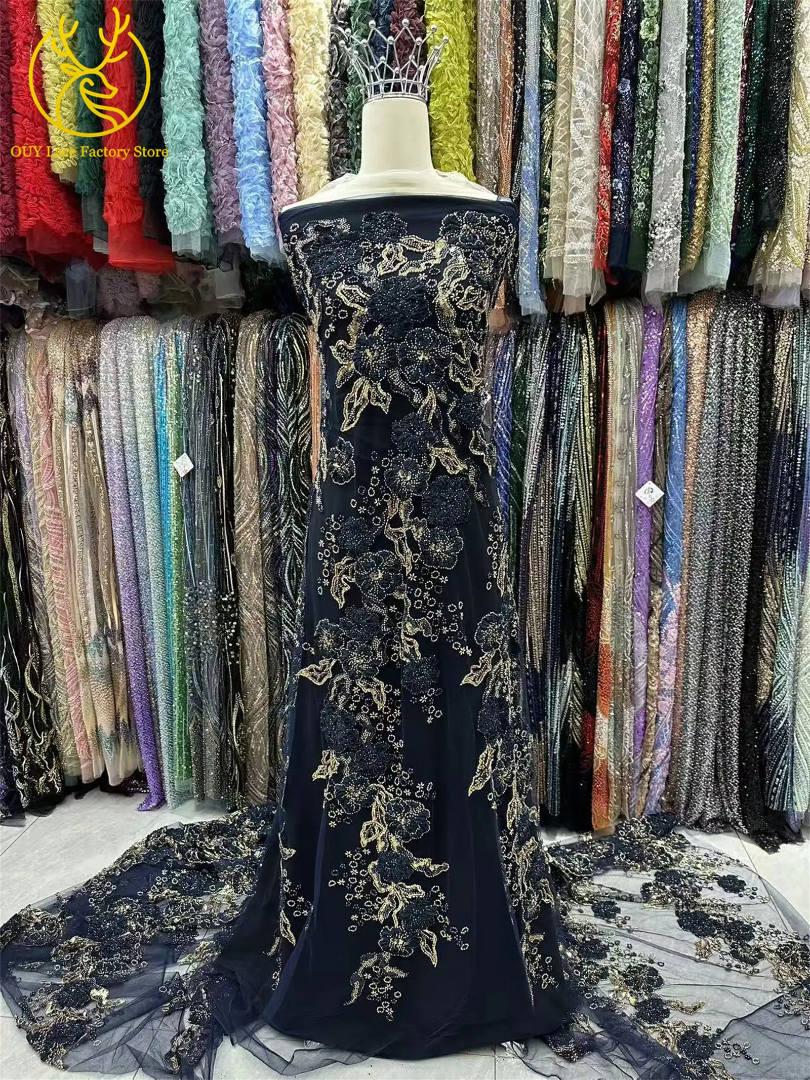 Luxuriöser Afrikanischer Pailletten-Perlen-Stickerei-Spitzenstoff 2026 Neuer Stil Nigerianischer Braut-Hochzeits-Stickerei-Französischer Tüll-Kleiderstoff – Detail 5