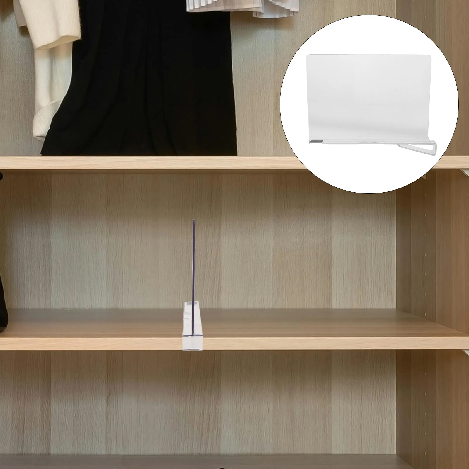 

6Pcs Transparent Wardrobe Dividers Clear Acrylic Adjustable Closet Shelf Organizers for Clothes Handbags Shoes Storage