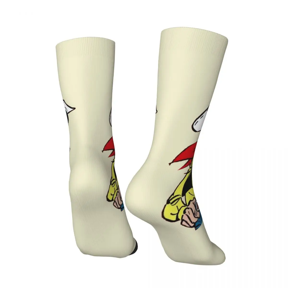 Funny Crazy compression Sock for Men New Edition Hip Hop Harajuku Lucky Luke Cartoon Seamless Pattern Printed Boys Crew Sock