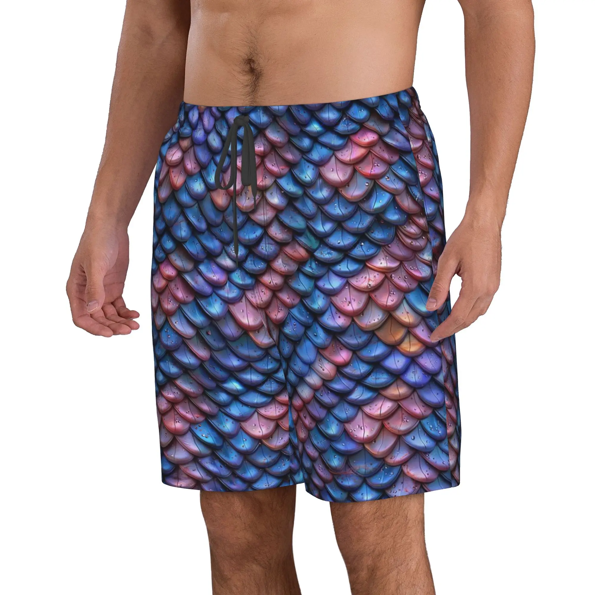 Mermaid Fish Scale Dazzling Scales Trunks Beach Board Shorts Casual Quick Dry Swim Summer Men Pants