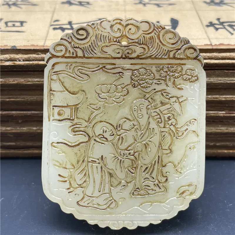 Antique Xiuyu vieux Jade sculpté à la main Vintage Jade pièce à main chinois à collectionner érudit Art ornement artisanat exquis