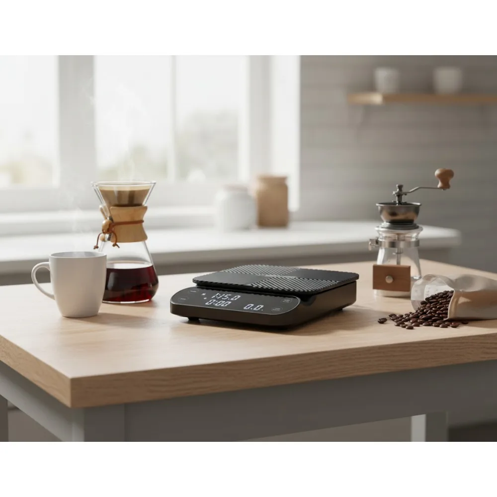 

Цифровые весы для кофе с таймером, прецизионные 3 кг/0,1 г, перезаряжаемые, 3 режима заваривания, отображение соотношения и потока для эспрессо-наливки