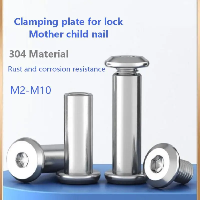 304 Stainless Steel Flat Hex Hexagon Socket Head Screw Furniture Rivet Connector Insert Joint Sleeve Cap Nut Set M2~M10