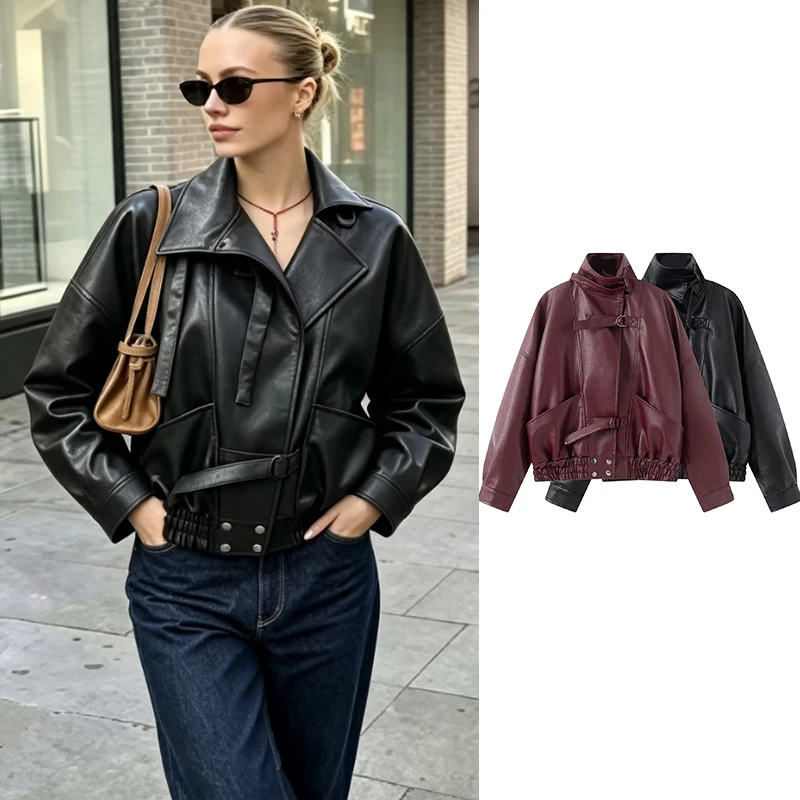 Winter Leather Jackets Women's 2026 New Fashion Unique Loose Elegant Thick Warm Women's Jackets Autumn Street Chic Youth Coats