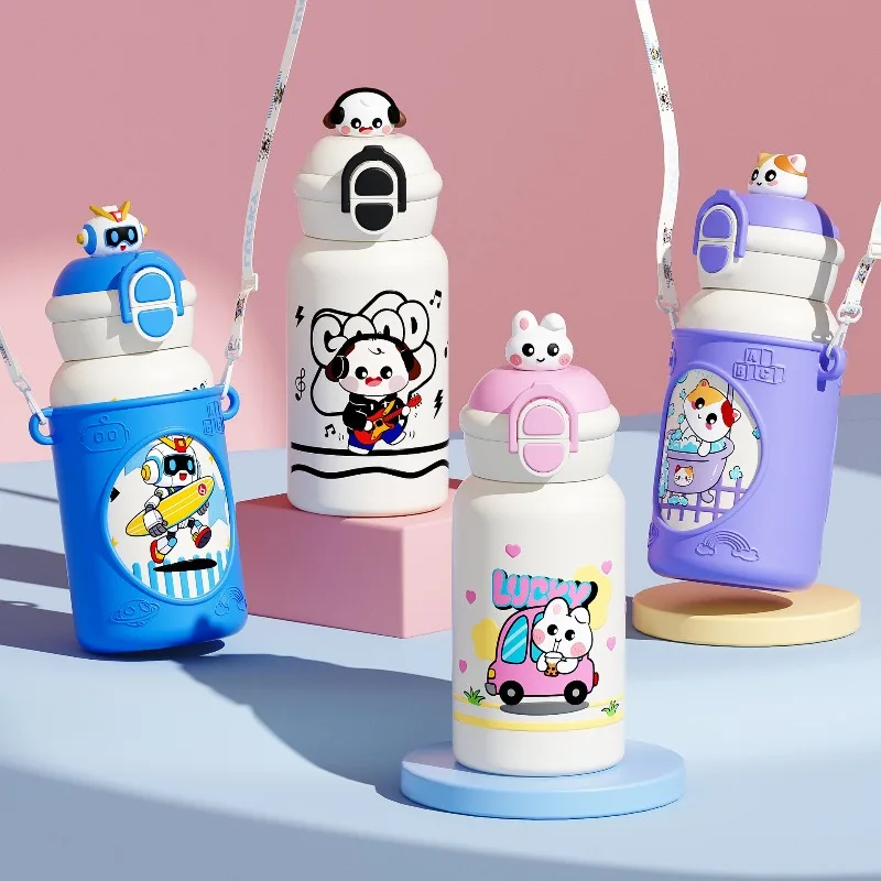 

Children's Insulated Water Bottle Kindergarten Water Cup Elementary School Commute Essential Cute Straw Cup