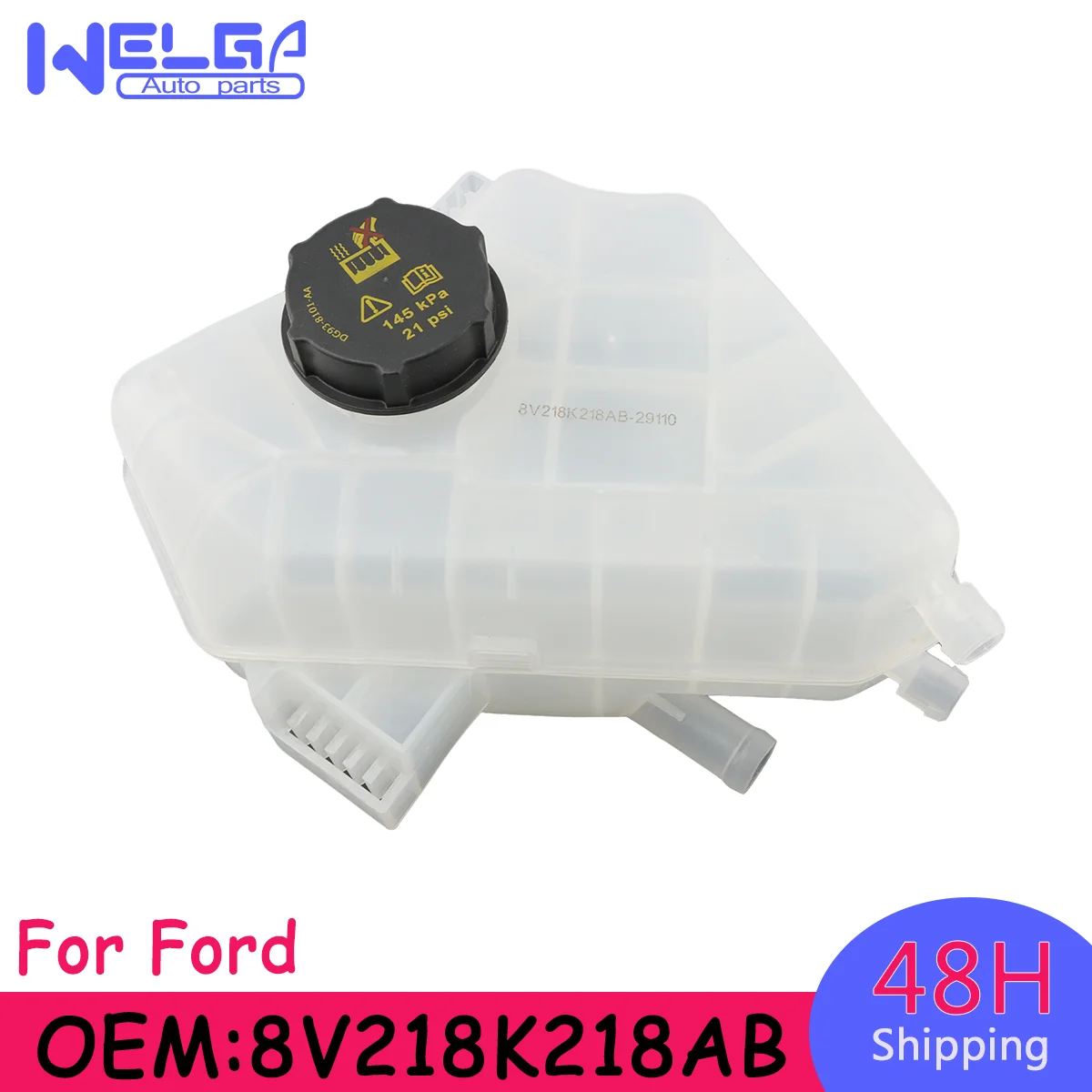 Radiator Coolant Reservoir Overflow Tank with Cap Antifreeze Tank For Ford Fiesta L4 1.6-litre 2011-2019 8V218K218AB 1513111