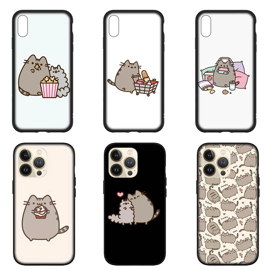 Cartoon P-Pusheens Cute Cat Cover Phone Case for Apple iPhone 16 11 Pro XS Max X XR 7 8 6S Plus + SE 2022 16+ Flexible Coque