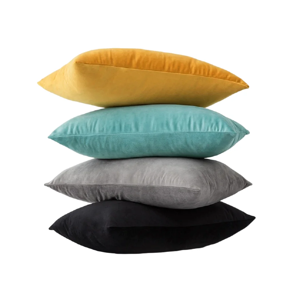Solid Soft Velvet Cushion Covers Nordic Home Decoration Candy Color Sofa Pillowcases for Living Room