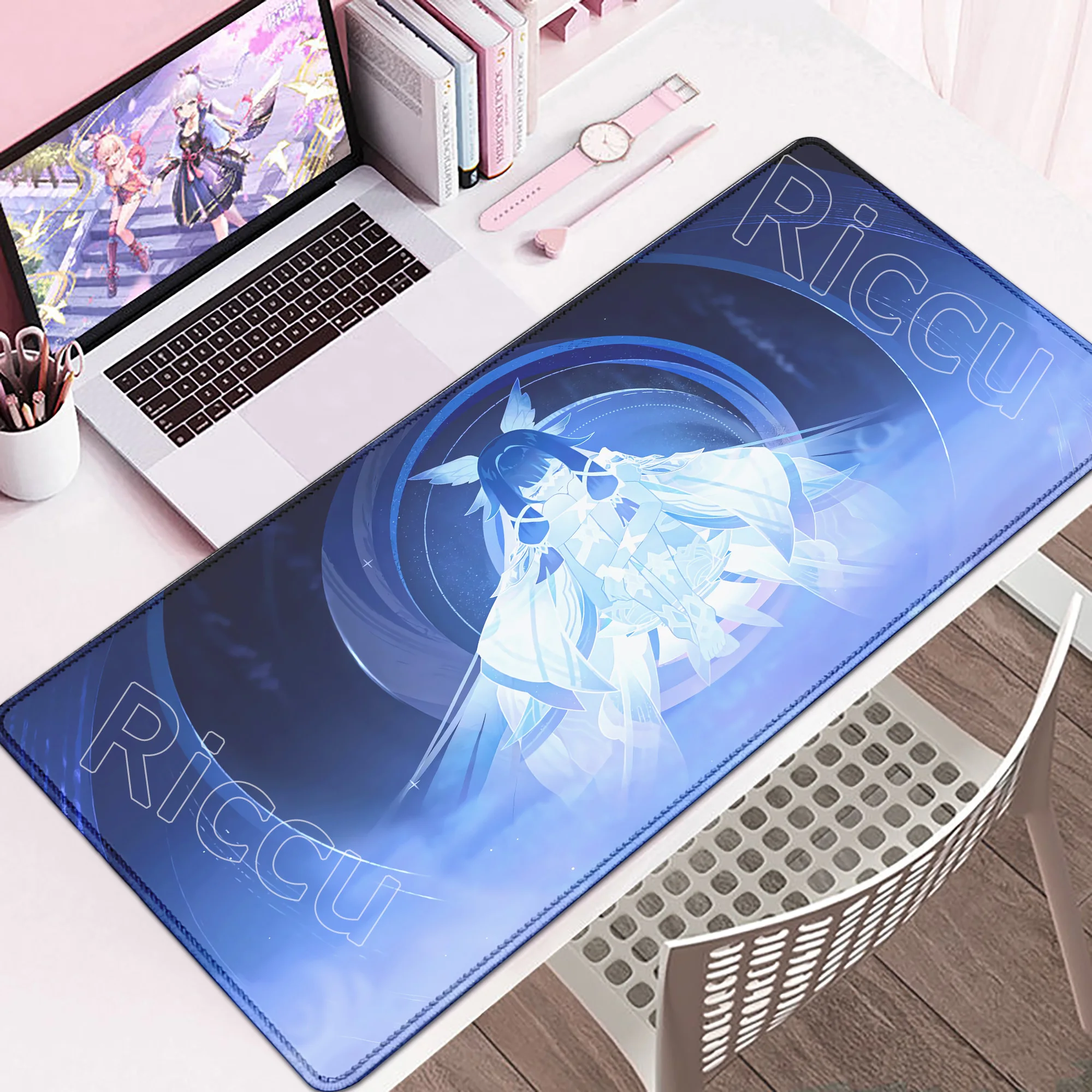 Süßes Columbina-Mauspad, PC-Gamer-Schreibtischmatten, Genshin Impact Gaming-Zubehör, Mauspad, Tastatur, großer Laptop, Anime-Mädchen-Mauspad