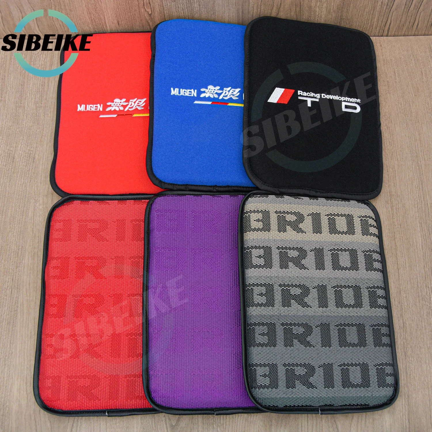 JDM BRIDE MUGEN Fabric Car Armrest Pad Cover Center Console Box Cushion Mat for Universal