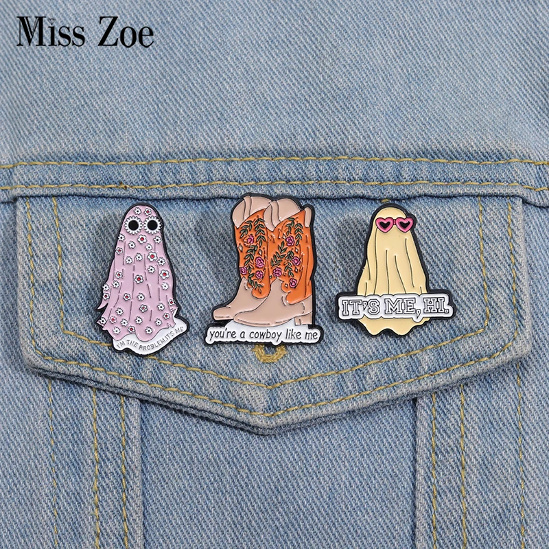 

Cool Ghost Enamel Pins Custom You're A Cowboy Like Me Brooches Lapel Badges Funny Jewelry Gift for Kids Friends