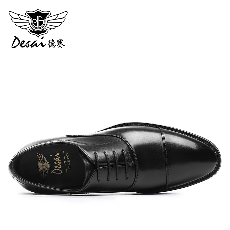 DESAI classic Oxford dress Leather shoes for men Formal Business lace-up shoes Three-point English men's leather shoes