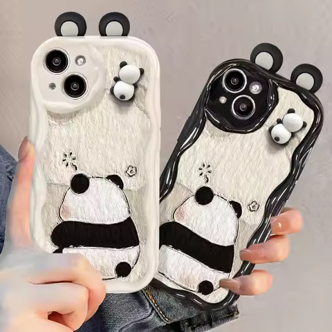Cute Panda Samsung S25 Ultra S24 FE S23 Plus S22 S21 S20 FE M55 M35 M54M34 M14 A31 A51 A50 Case TPU Cartoon Animal Phone Cover