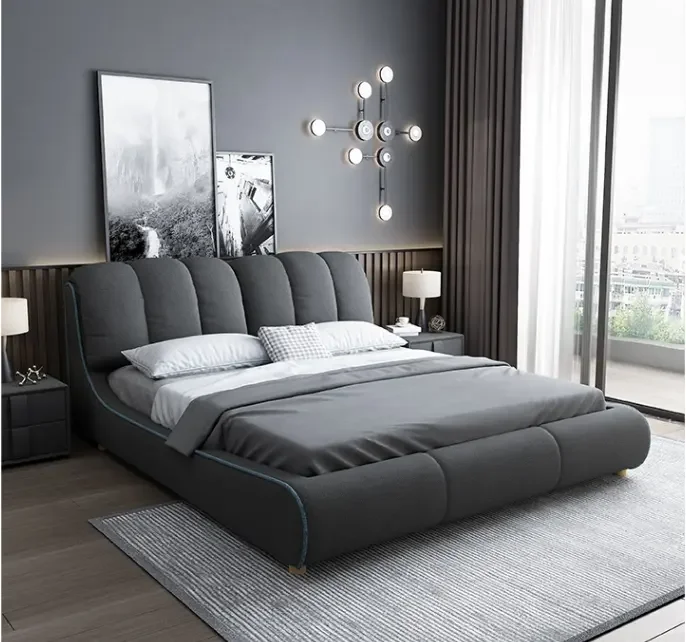 MS-KEHUI Leather Smart Luxury Bed Modern Wooden Solid Wood Queen with Storage Double Bed Mattress Frame king Size Bedding Set&