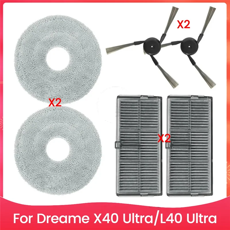 BAAM-For Dreame X40 Ultra/L40 Ultra أجزاء المكنسة الكهربائية فرشاة جانبية فلتر Hepa ممسحة قماش الملحقات