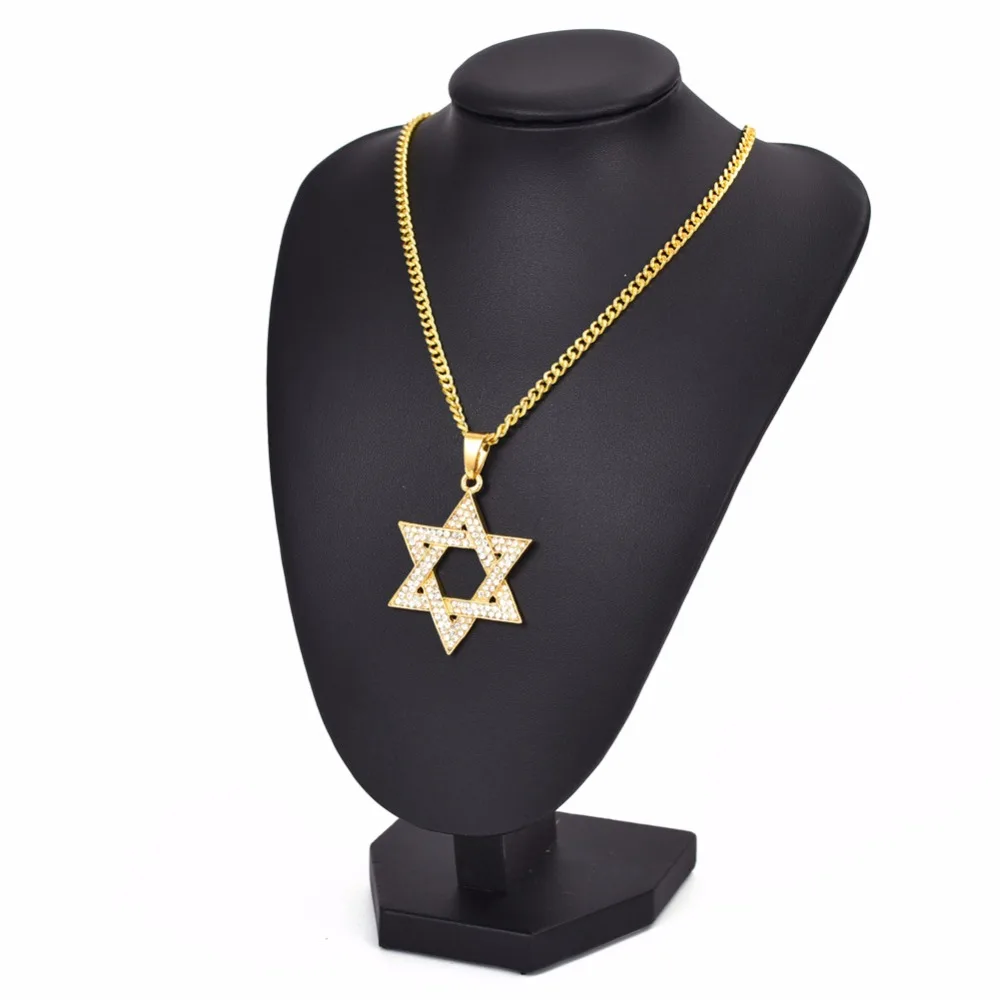 Jewish Magen Star of David Necklace Men/Women Bat Mitzvah Gift Israel Judaica Hebrew Jewelry Hanukkah Pendant Gold Color