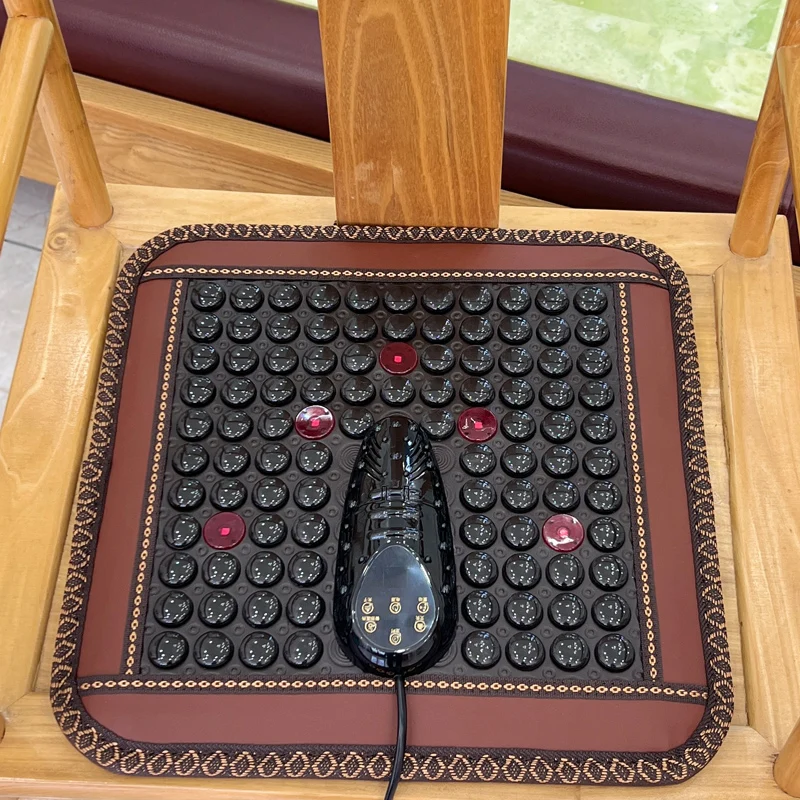 45x45cm Infrared Heating Photon Mat Tourmaline Jade Cushion Prostatic Hemorrhoids Vibration Square Massager Mat Relieves Pain