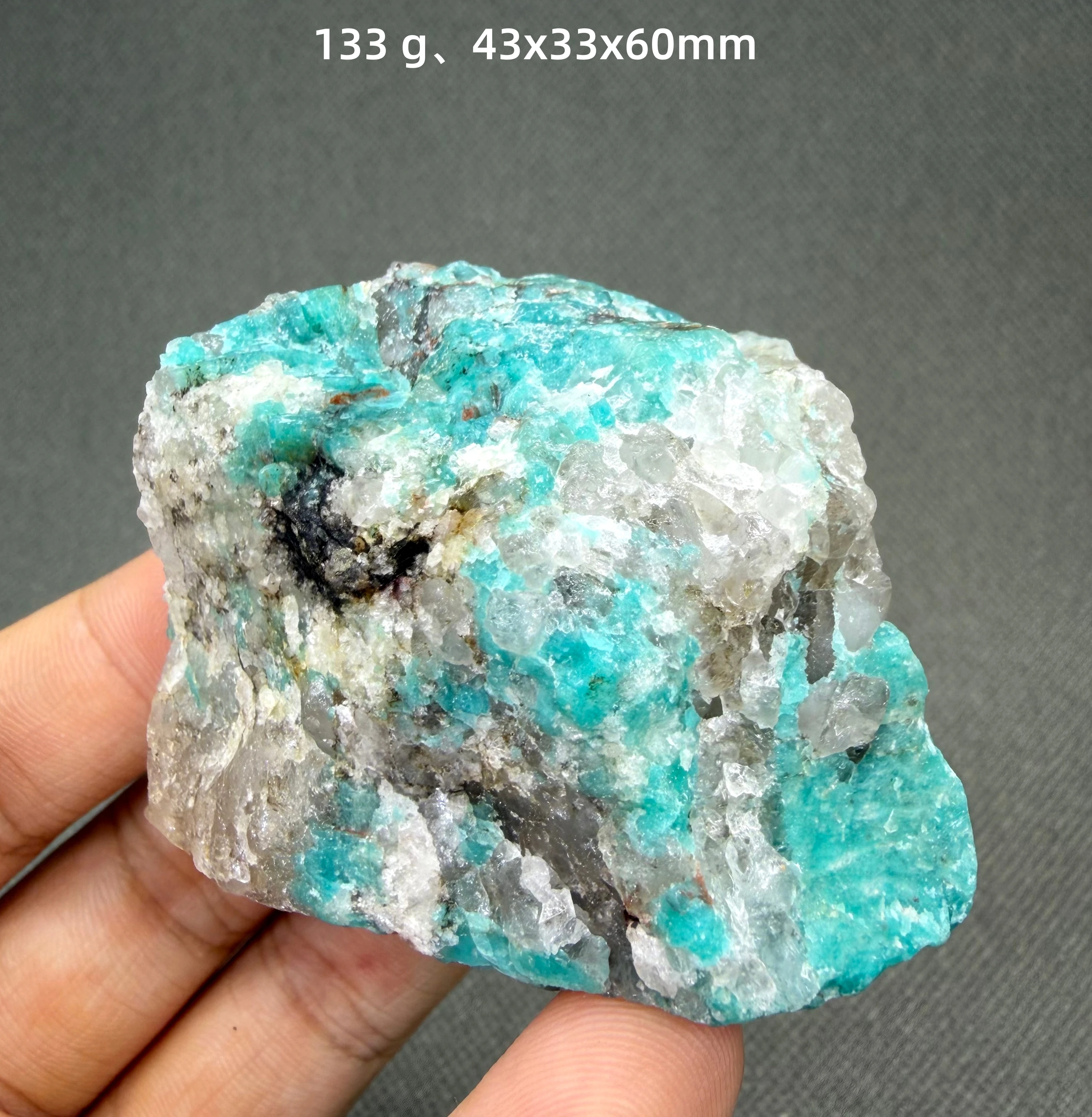 Natural Amazonite with Quartz Crystal Cluster From China Blue Green Microcline Mineral Specimen