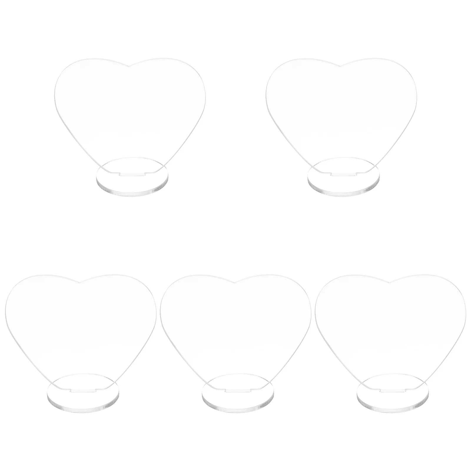 

5Pcs Acrylic Display Stand Heart Shaped Transparent Clear Plate Stand DIY Desktop Ornament Multi-Functional Display Holder