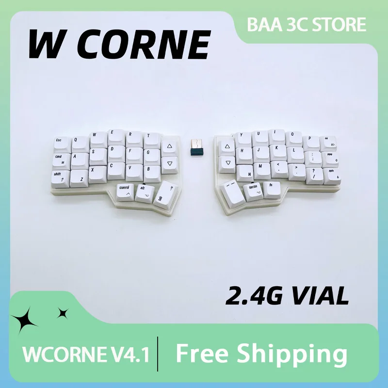 

W CORNE V4.1 Split Keyboard DIY Ergonomic Customized Keyboard 2.4G Wireless Hot Swap Pcb VIAL Remap