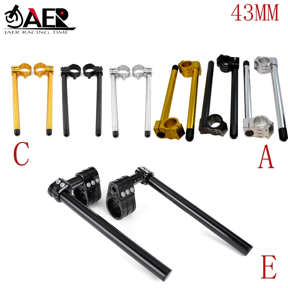 43mm Motorcycle CNC Billet Aluminum Adjustable Clip-On Handlebar Fit most of sport bike with 43mm fork clip motor