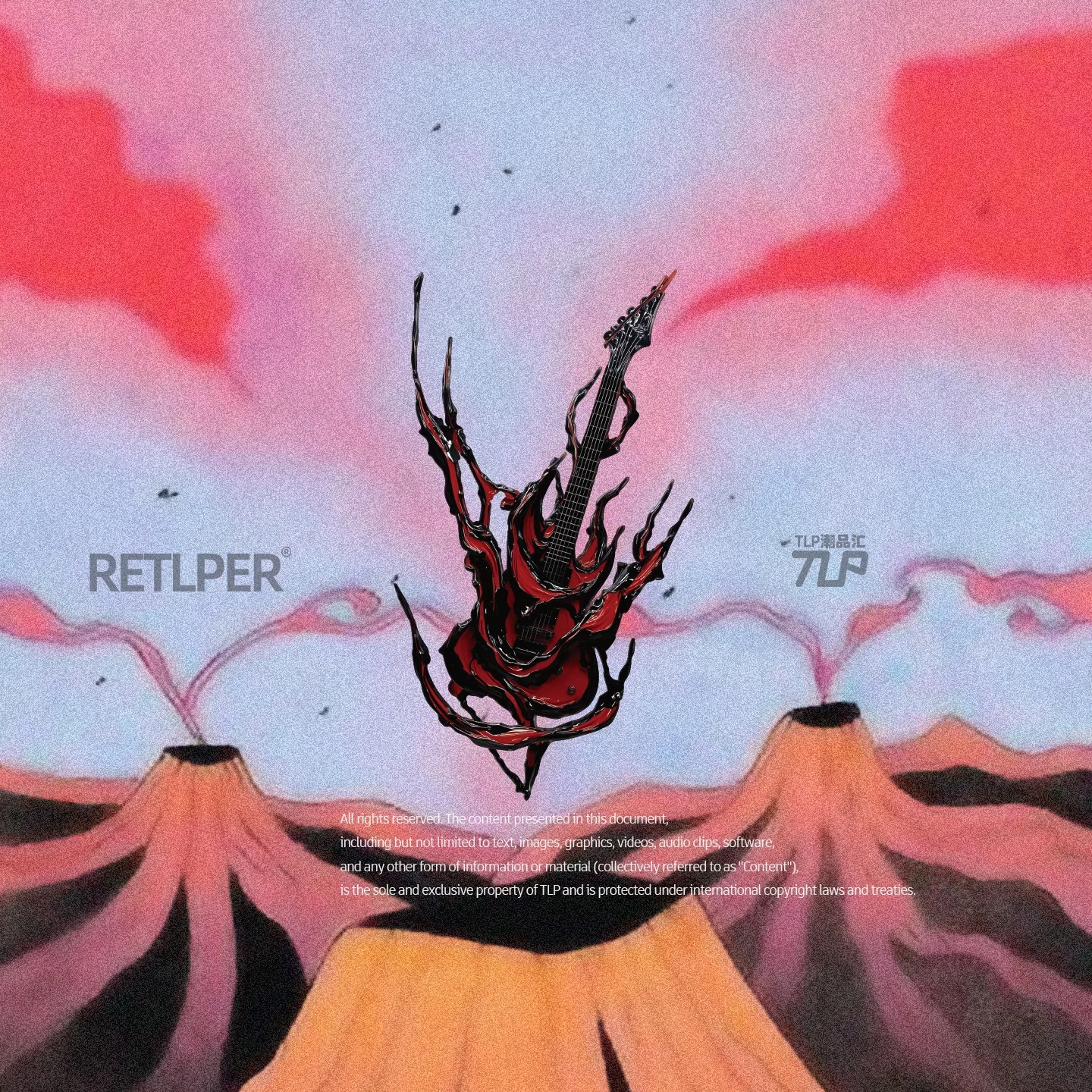 Retlper Hollow-Out Car Sticker Original Volcano Erupt Lava Rock Bass Guitar Decal Flat for Car/Moto