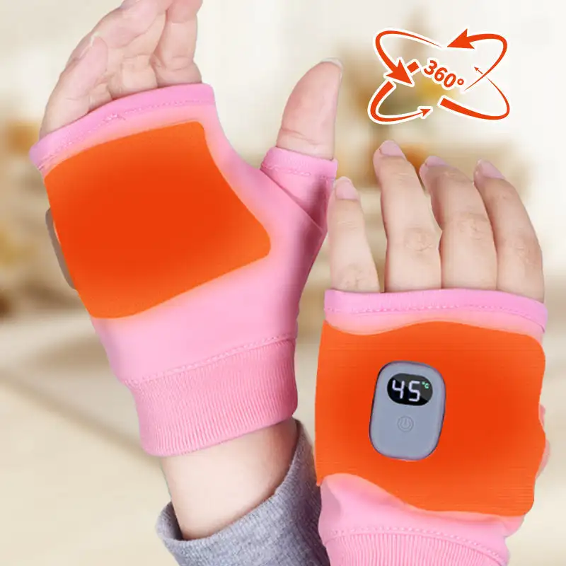 Heated Gloves USB Rechargeable Heating Mittens Winter Half Hand Warmers Electric Thermal Gloves For Cold Weather