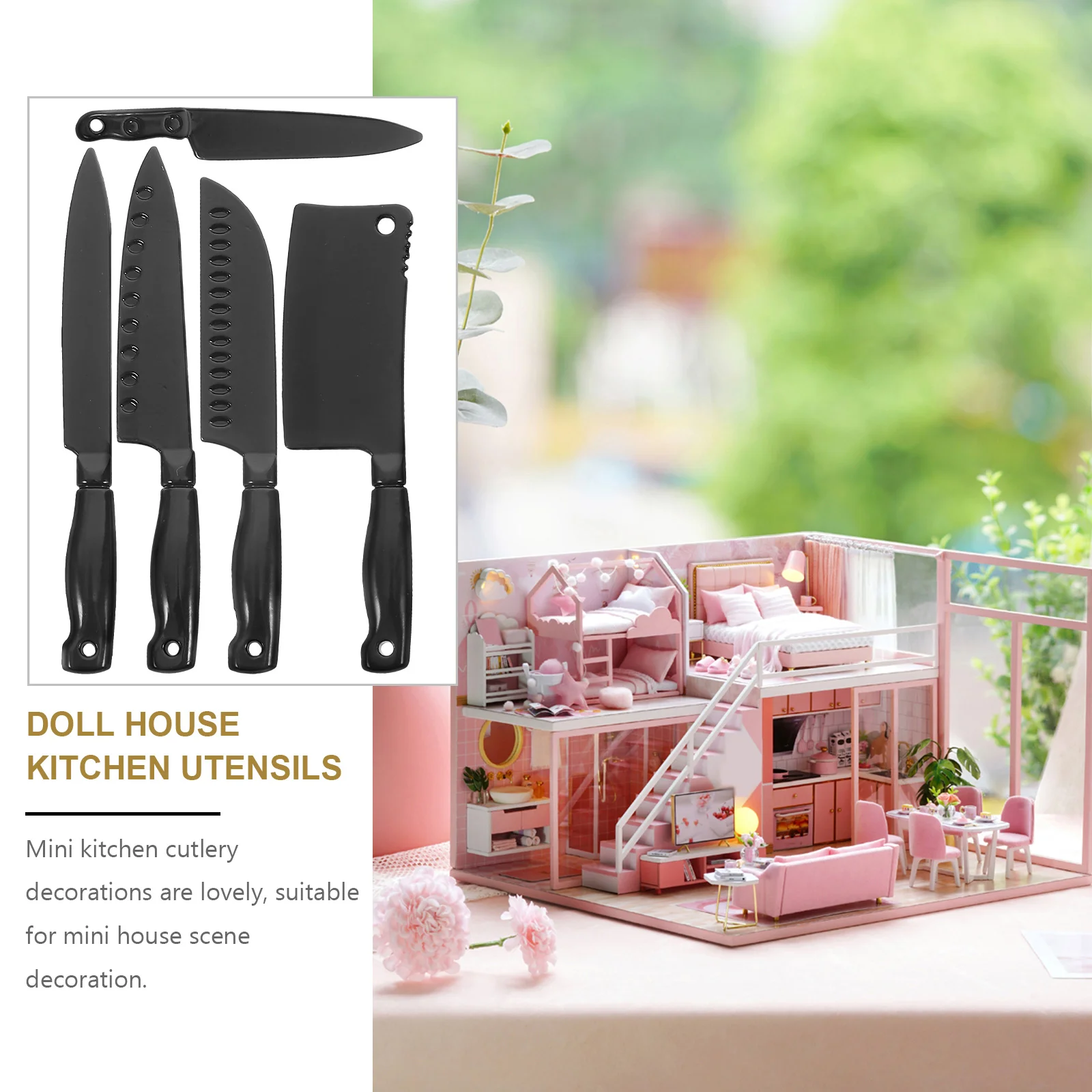 5 Pcs Kitchen Knife Combination Model Accessories Mini Tableware Toy Miniature Dollhouse Toys Fun Alloy Child