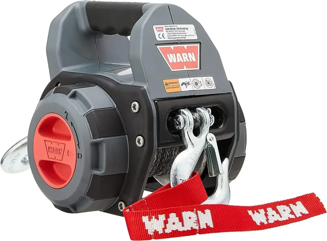 WARN 101575   Draagbare draagbare boorlier met 40 voet synthetisch touw: trekcapaciteit van 750 lb, grijs