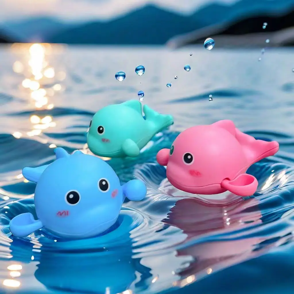 Bath Time Toy Set Duck Dolphin Floating Water Games Baby Infant Toddler Swim Pool Fun Boys Girls Kids Popular Bathtub Toys