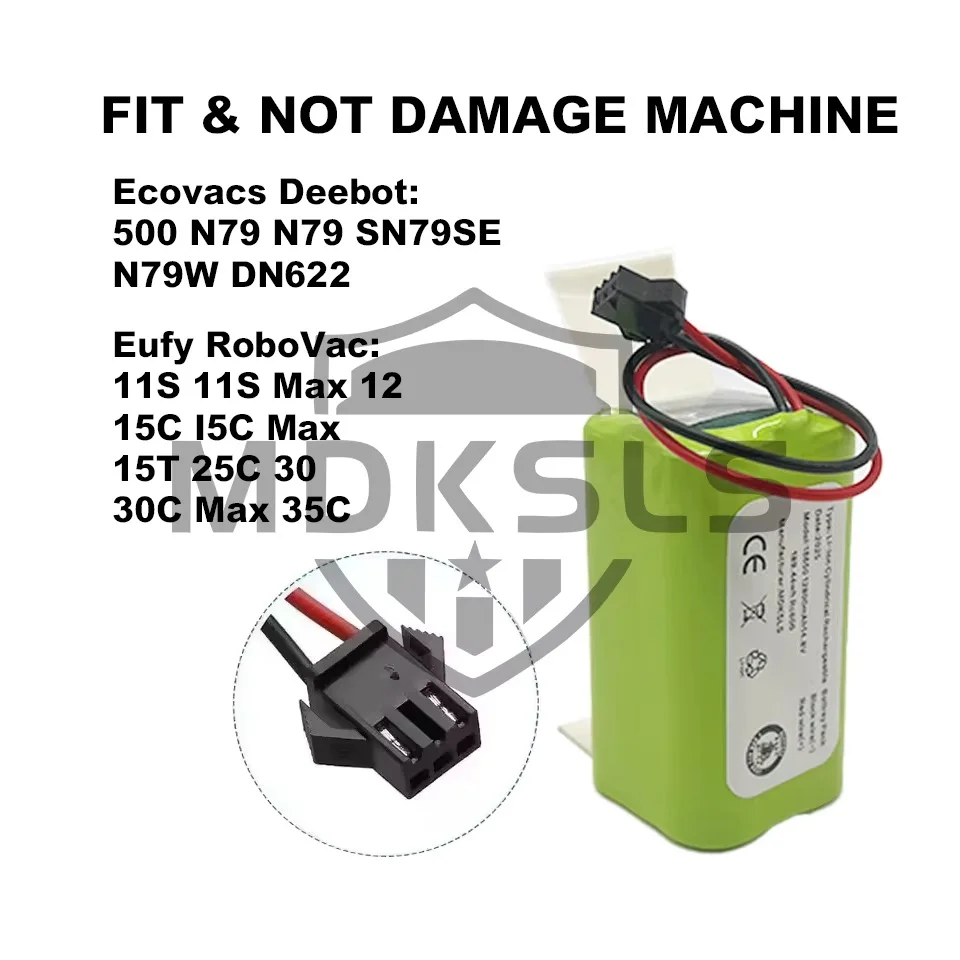 14.4V 12800mAh Li-ion Battery for for Conga 990 1090 Tesvor X500 Ecovacs Deebot N79 N79S DN622 Eufy RoboVac 11 11S RoboVac 30