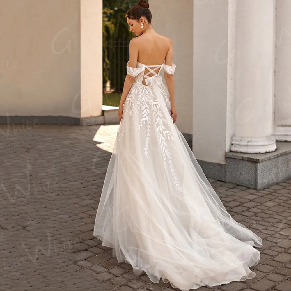 Sweetheart suknia ślubna dla panny młodej Off shousere aplikacje suknia ślubna dla panny młodej suknie ślubne Vestido De Novia Robe De Mariée