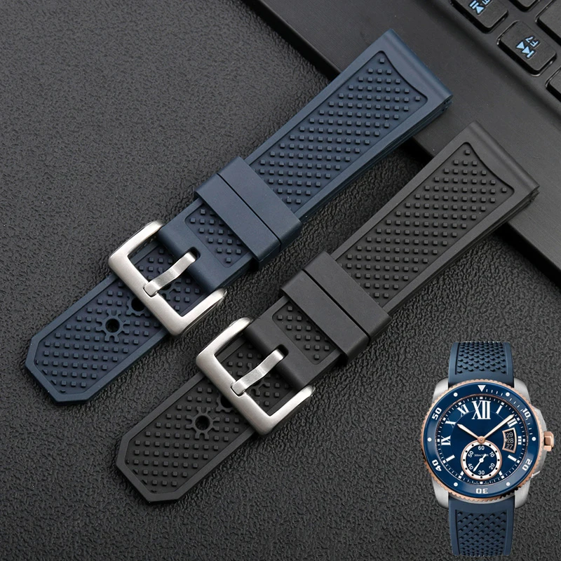 Fluororubber watch strap for cartier calibre series W7100055 / wgca0010 fluororubber watch band men\'s wristband bracelet 23mm