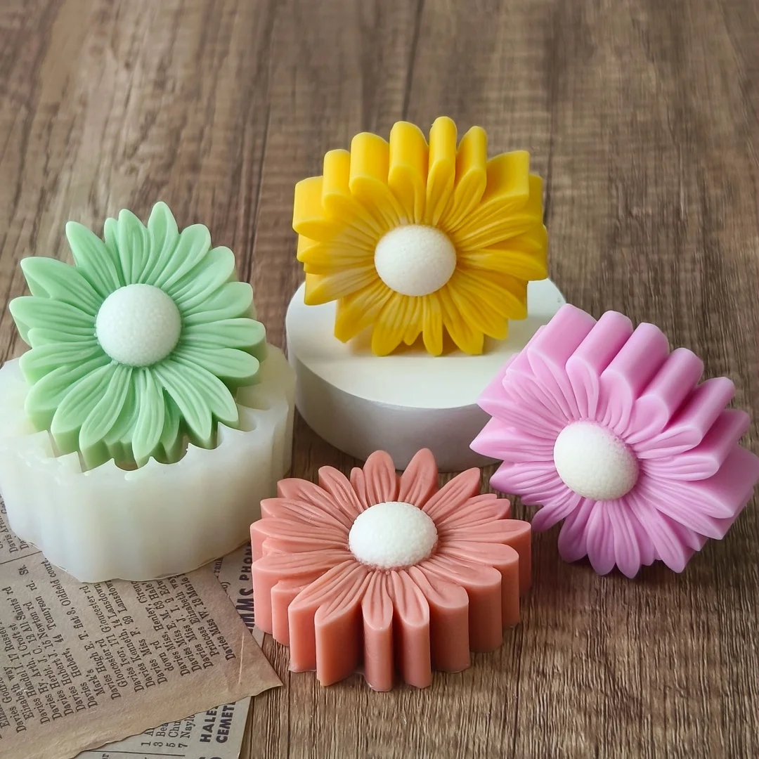 

Daisy Flower Aromatherapy Gypsum Decor Silicone Mold DIY Sunflower Handmade Plaster Mold Creative Candle Mould