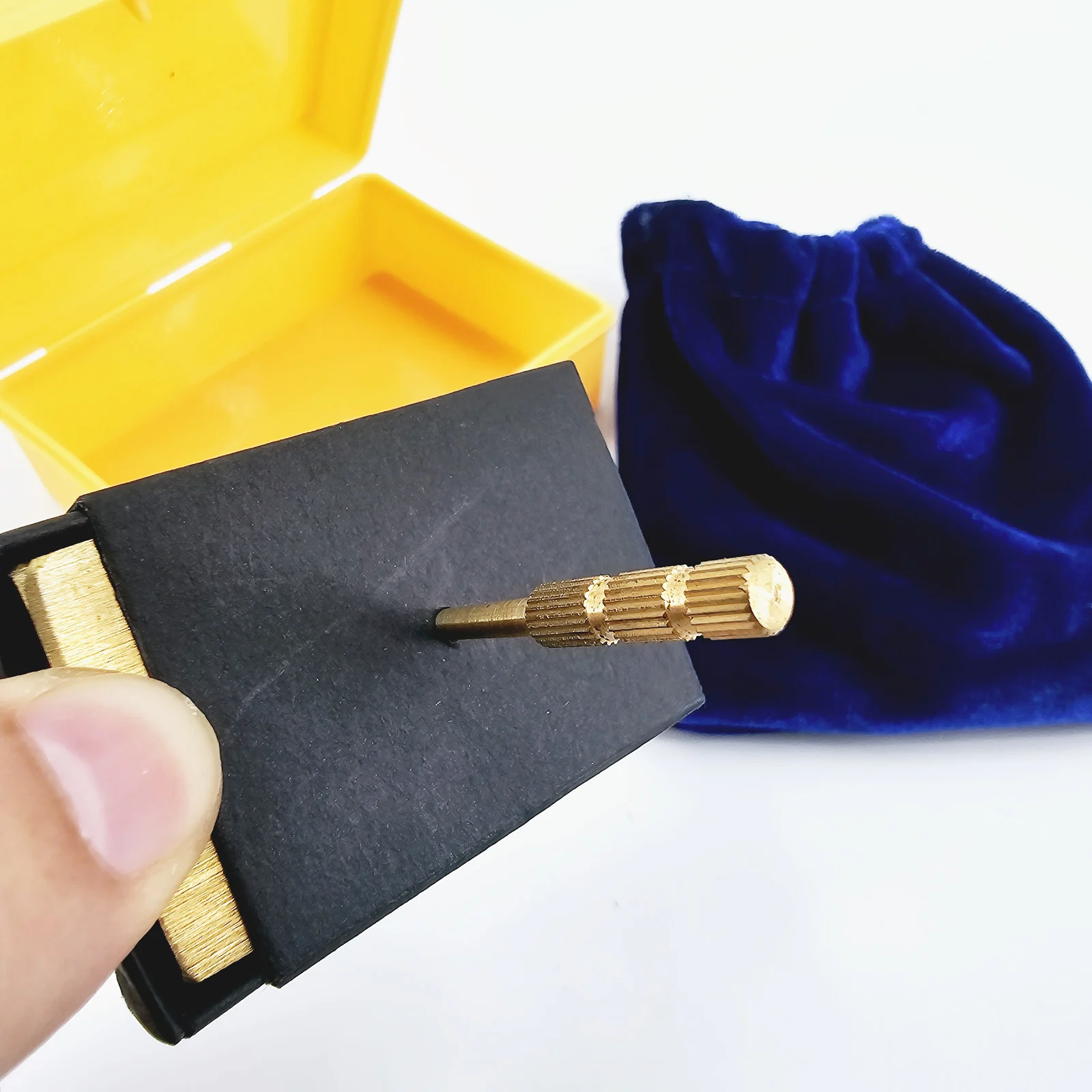 Matchbox Penetration Magic Trick Needle Through Box Then Solid Brass Block Falls Out Everything Examinable Close Up Mentalism