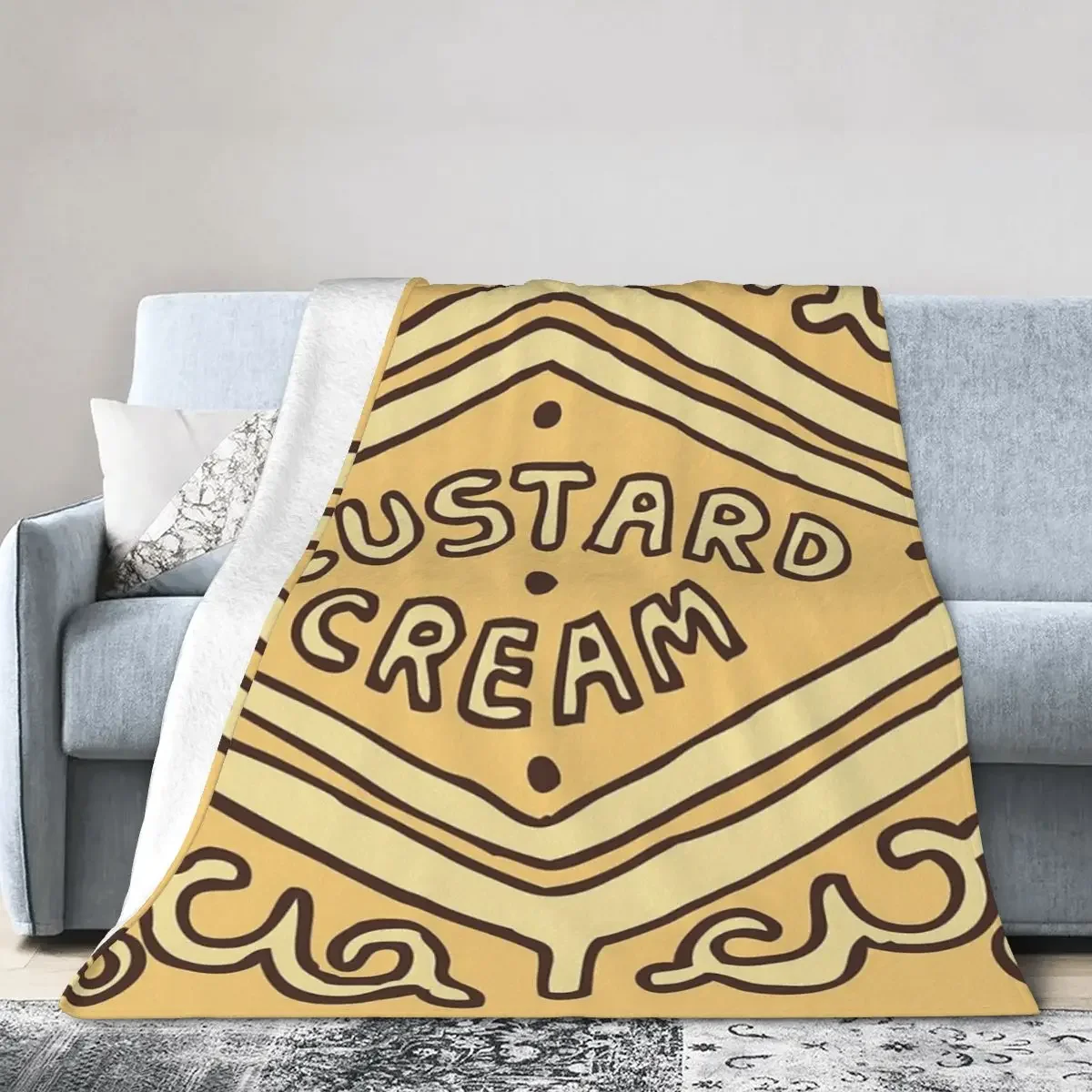 

Custard Cream British Biscuit Blanket Soft Warm Flannel Throw Blanket Bedding for Bed Living room Picnic Travel Home Sofa