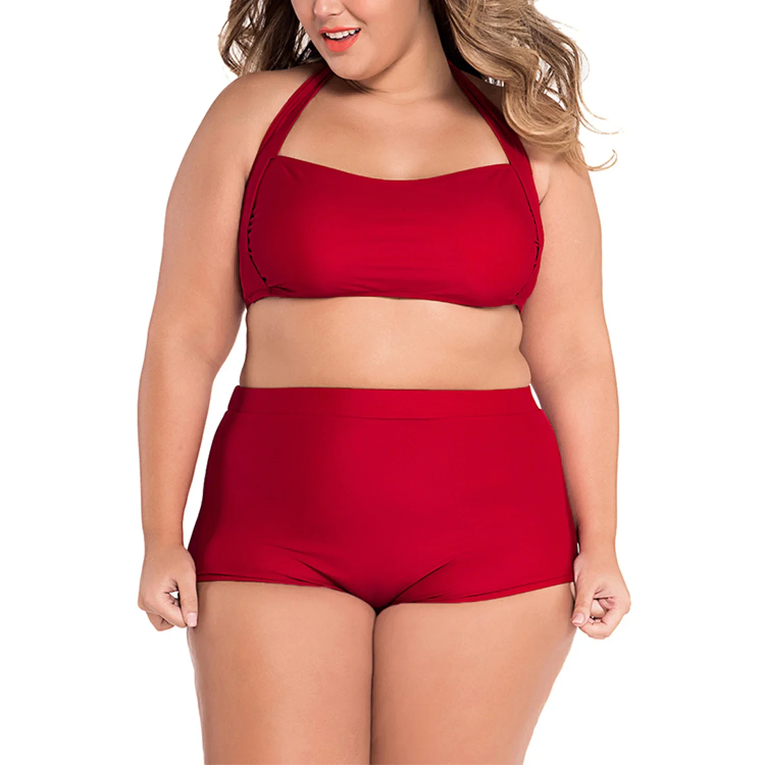 Plus Size Twist High Waisted Bikini Sets for Women Push Up Bikini Swimsuits Tummy Control 2 Piece Bathing Suit