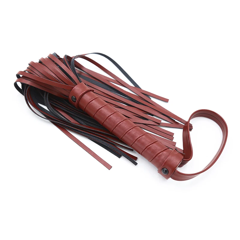 39.5cm Wine Red Leather Handle Small Horsewhip Riding Crop Flogger Paddle Slapper Horse Training Dressage Whips