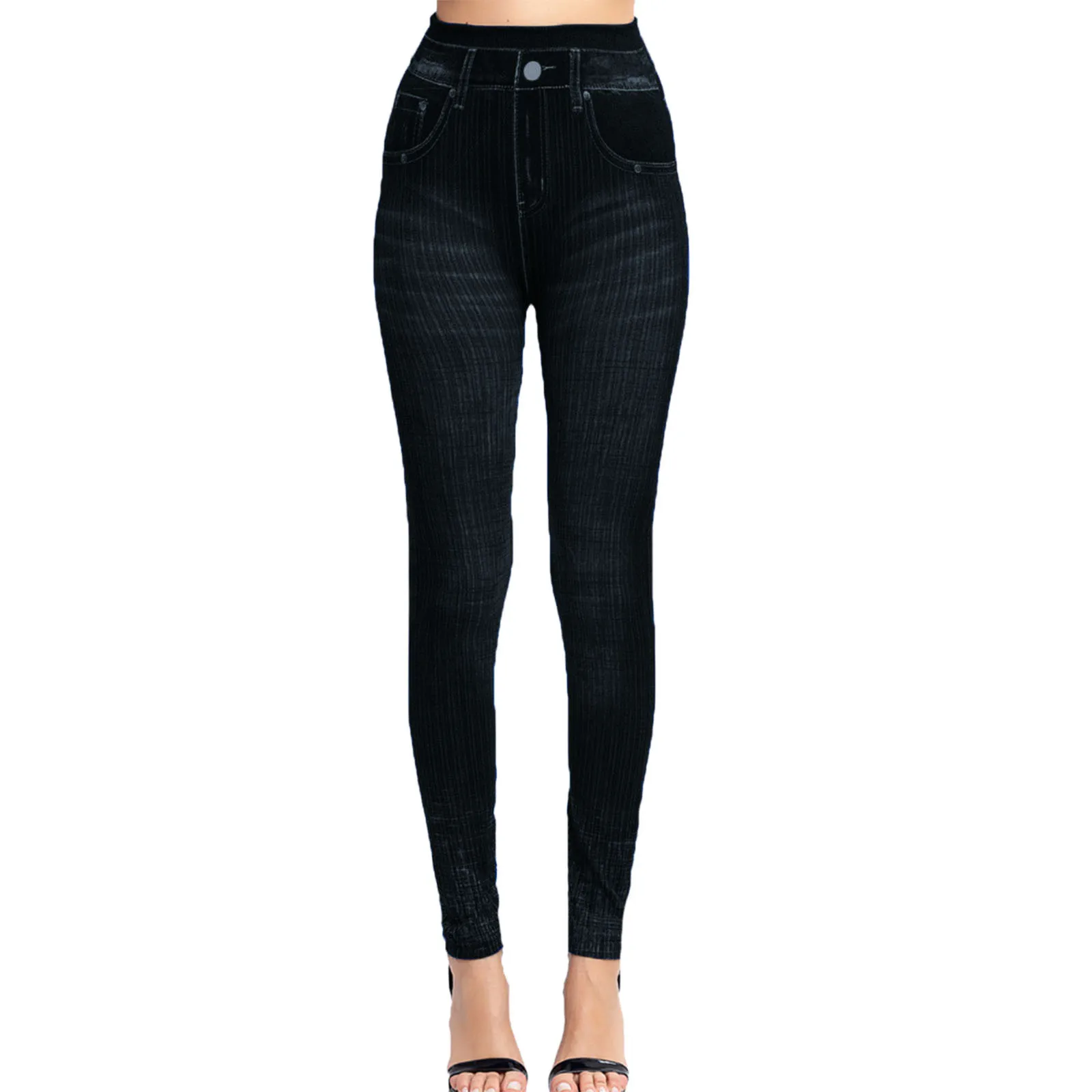 Leggings chauds élastiques pour femmes, pantalons de fitness, pantalons en denim, pantalons de survêtement de randonnée, pantalons en jean, imprimé à rayures thermiques, 216.239.