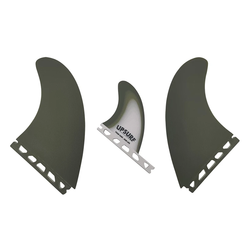 UPSURF Surfboard Fins Single Tabs T1 Size Fins ArmyGreen/White Color Fiberglass New Design Surf Good Quality Surf tri set Fins